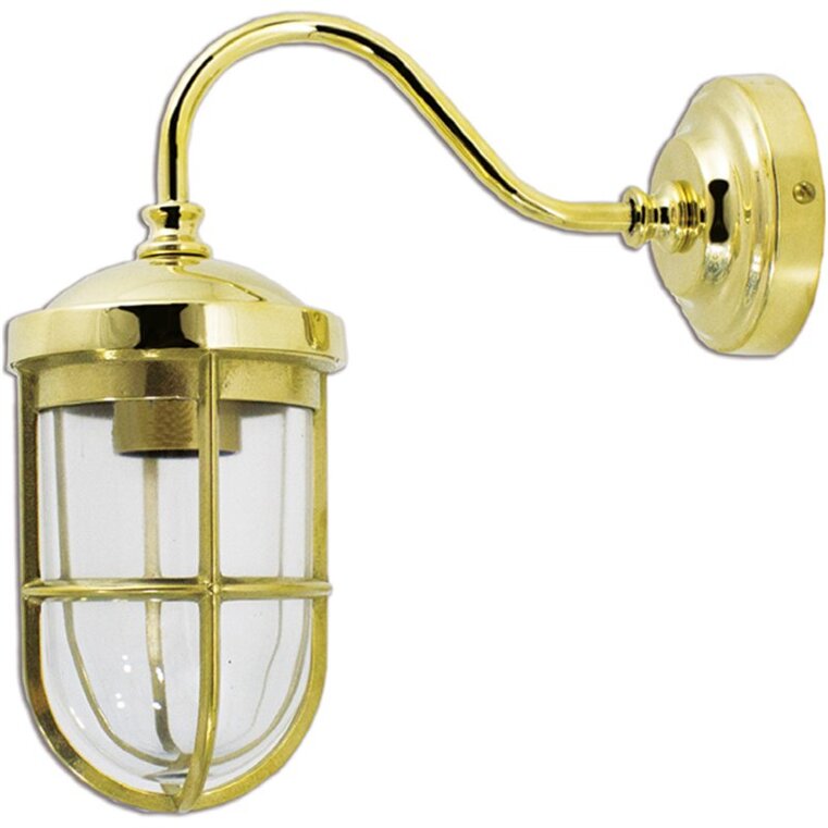 Lampada da parete applique in ottone lucido interno esterno Linea Nautica con vetro