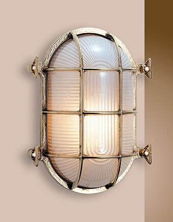 Lampada ovale con griglia  in ottone lucido 19 cm x 13 cm