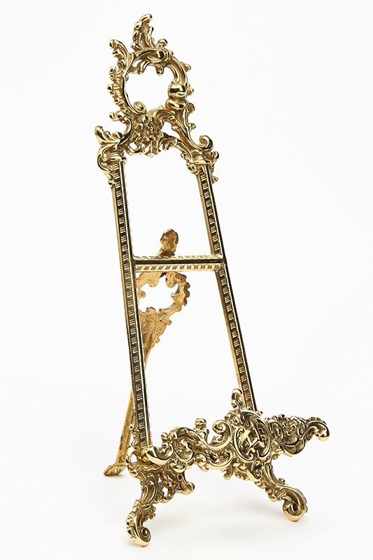 Cavalletto portafoto porta ritratti in ottone lucido barocco altezza 40 cm