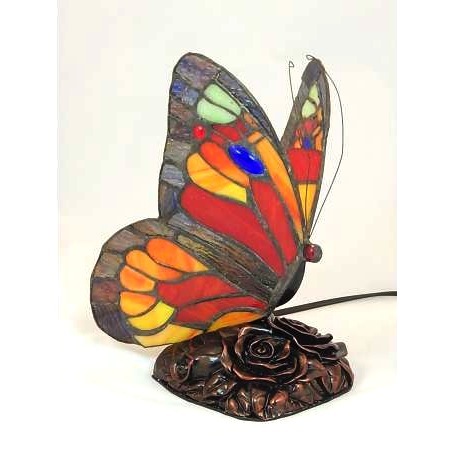 Lampada da tavolo farfalla in stile Tiffany