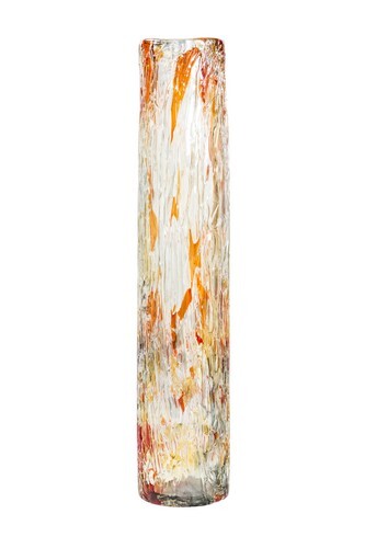 Vaso centrotavola portafiori in vetro soffiato arancio e rosso fuoco altezza 60 cm