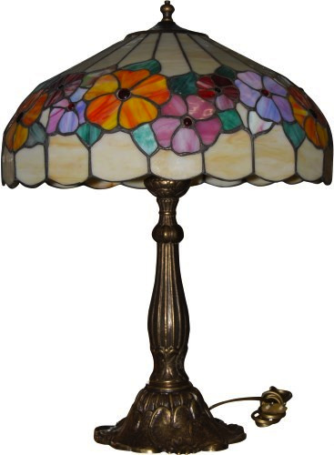 Lampada Tiffany da tavolo con vetro e base in ottone altezza 60 cm