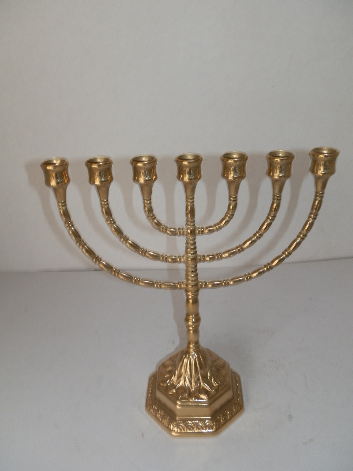 Candelabro Portacandele MENORAH EBRAICO 7 Braccia OTTONE LUCIDO