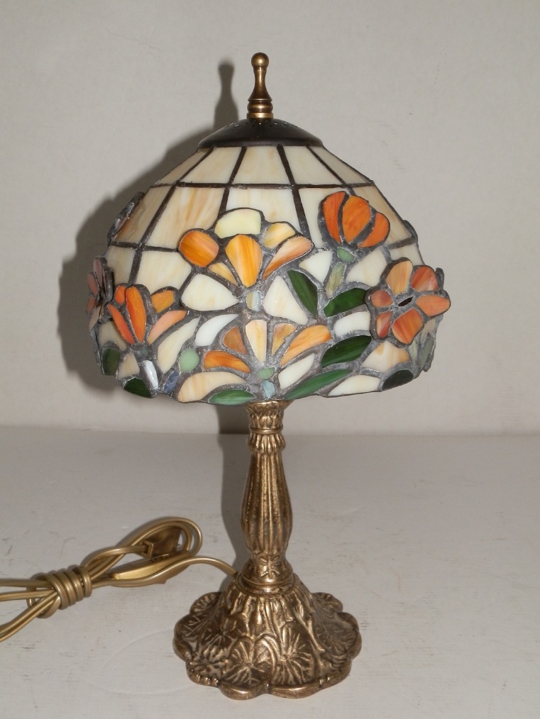 Lampada da tavolo Abat-jour in ottone con vetro tiffany ORANGE