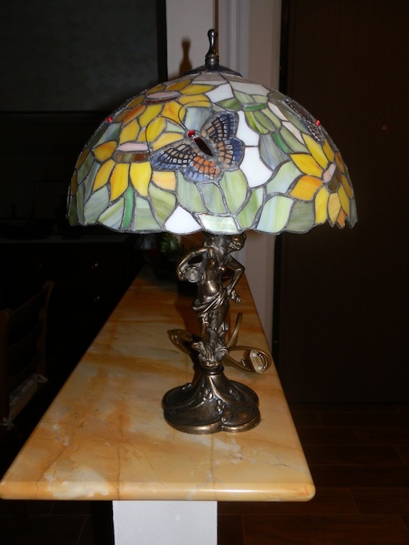 Lampada da tavolo con vetro tiffany Abat-jour in ottone