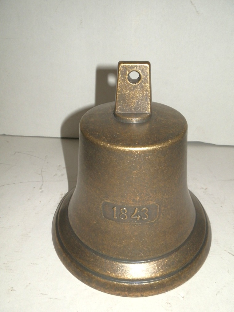 Campana in ottone brunito grande 21,5 cm 1843