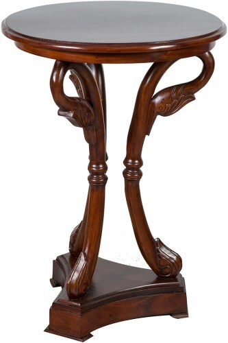 Tavolino tondo in legno di noce modello cigno diametro 50 cm
