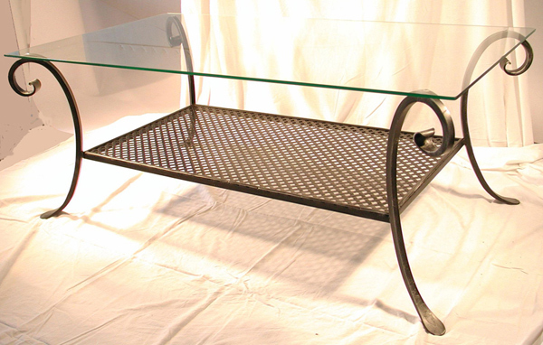 Tavolino rettangolare in ferro battuto