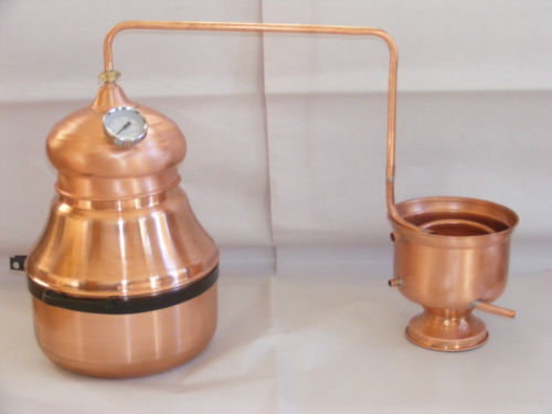 Alambicco distillatore in rame modello a serpentina 5 litri