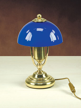 Lampada da tavolo con vetro blu Porto Mendes in ottone