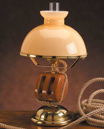 Lampada da tavolo in ottone con inserto in legno Porto Marghera
