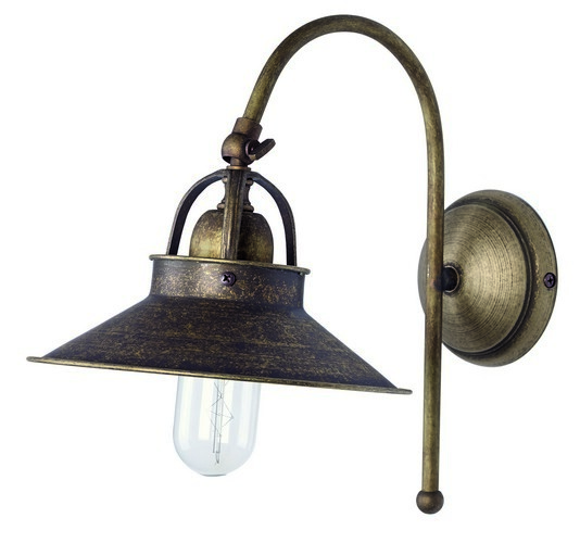 Lampada da parete in ottone brunito con cono campana Parabola 20 cm