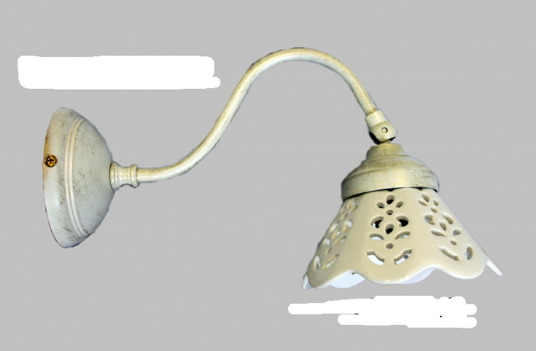 Applique lampada da parete in ottone avorio antico con ceramica