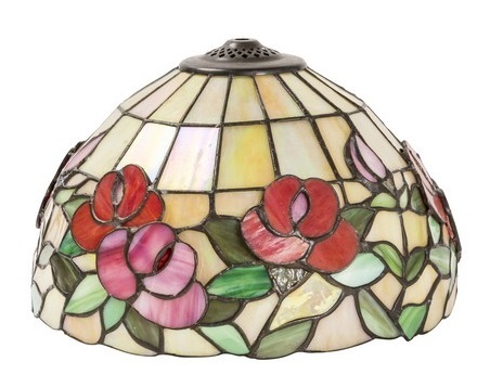 Vetro Tiffany per lampadari in ottone 30 CM realizzato a mano FIORI rossi a rilievo
