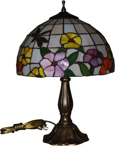Lampada in ottone stile tiffany con vetro da 30 cm luce soffusa