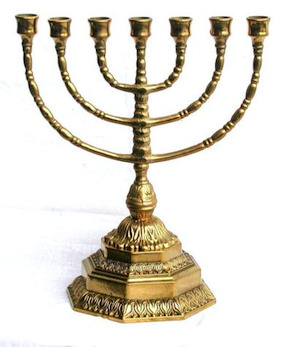 Candelabro ebraico a 7 braccia in ottone lucido Menorah grande