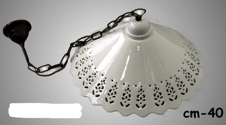Lampadario in ottone con ceramica traforata da 40 cm