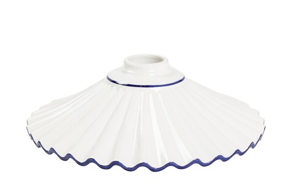 Ceramica per lampadari a sospensione BIANCO BORDO BLU 30 cm