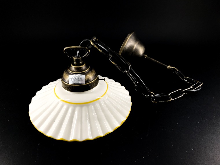 Lampadario a sospensione in ottone con ceramica da 20 cm BIANCO/GIALLO