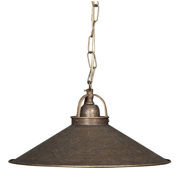 Lampadario con catena a sospensione in ottone brunito CONO o PARABOLA 35 cm