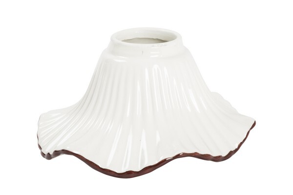 Paralume vetro di ricambio in ceramica bianca marrone decorato a mano