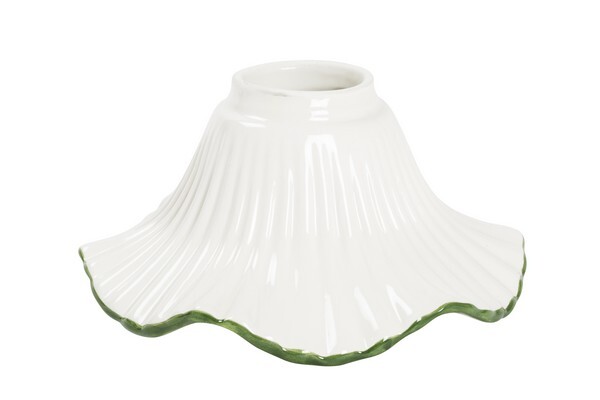 Paralume ceramica di ricambio per lampade ed applique bianco/verde decorata