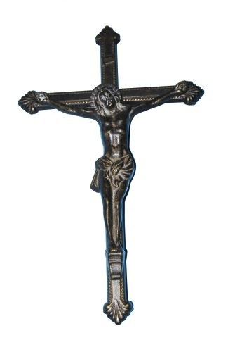 Crocifisso in ottone brunito da parete Cristo Gesù