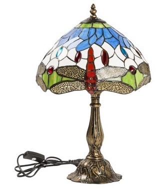 Lampada Tiffany Modello Dragon-Fly vintage Effetto dal vivo BLU