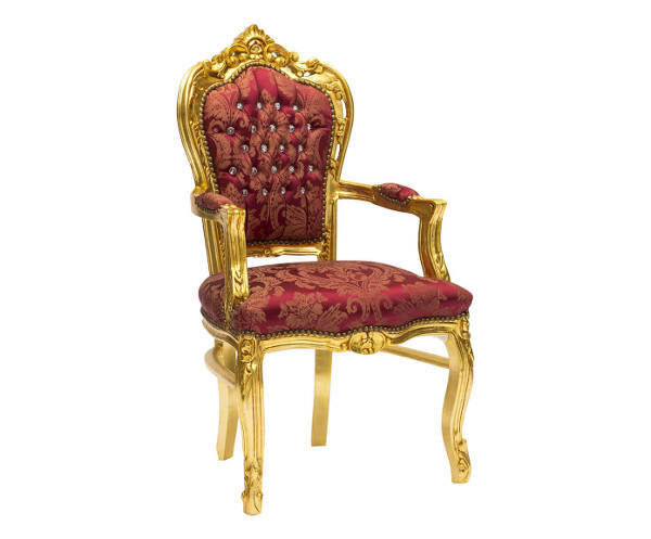 Poltrona in legno foglia oro Barocco Luigi XVI con inserti sullo schienale