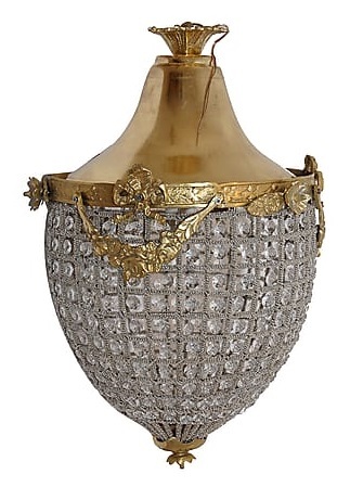 Lampadario ottone stile Impero con inserti in gemme ed oro a Goccia