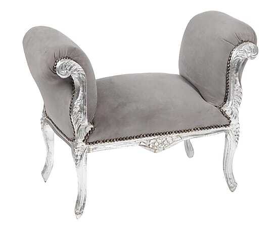 Panchetta foglia argento divanetto con tessuto grigio Vetrina camera da letto Barocco
