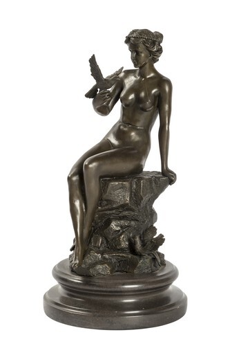 Statua in bronzo Donna Biblica con Uccellino Dafne