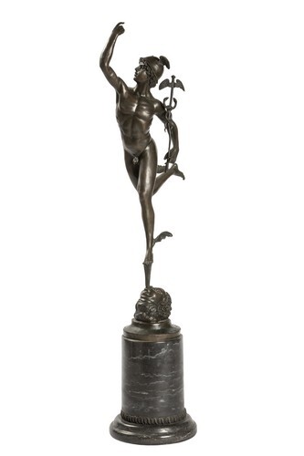 Statua scultura di Mercurio in bronzo soprammobile Ingresso Soggiorno Casa