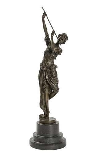 Statua Danzatrice suonatrice di flauto in Bronzo divinità