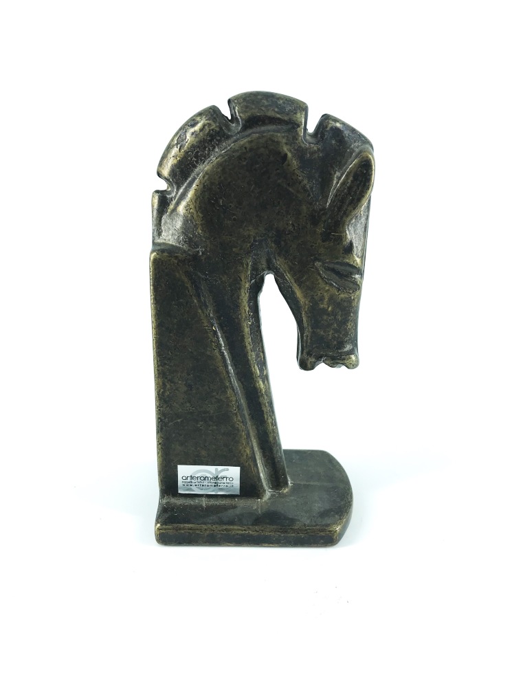 Fermalibri in ottone anticato stilizzato busto di cavallo