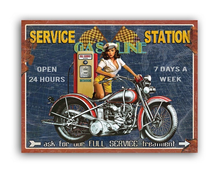 Targa in metallo stile Industrial Vintage anni '60 Service Station Gasoline