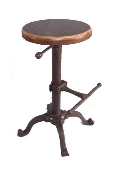 Sedia Sgabello in ghisa con seduta in legno Stile Industrial