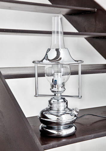 Lampada da tavolo in ottone cromato Porto ROMANO con vetro