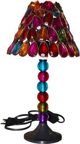 Lampada da tavolo con pietre colorate etnico-chic