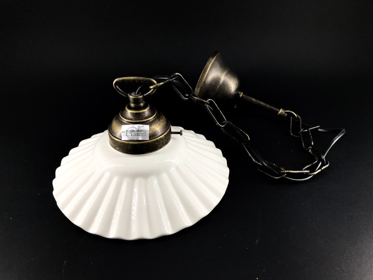 Lampadario a sospensione in ottone con piatto in ceramica 20 cm