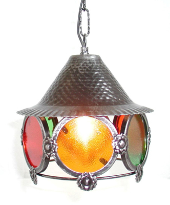 Lanterna in ferro con vetri colorati 22 cm