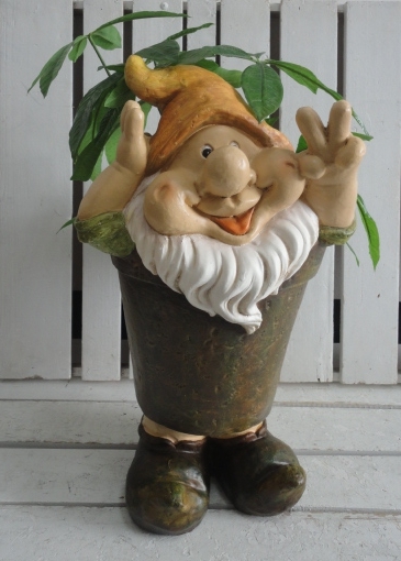 Gnomo da giardino in ceramica con cappello arancio 45 cm