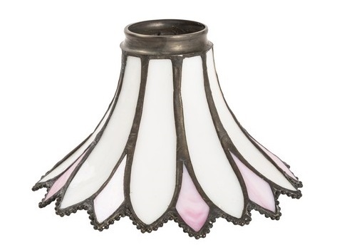 Paralume in vetro tiffany rosa con inserti decorativi