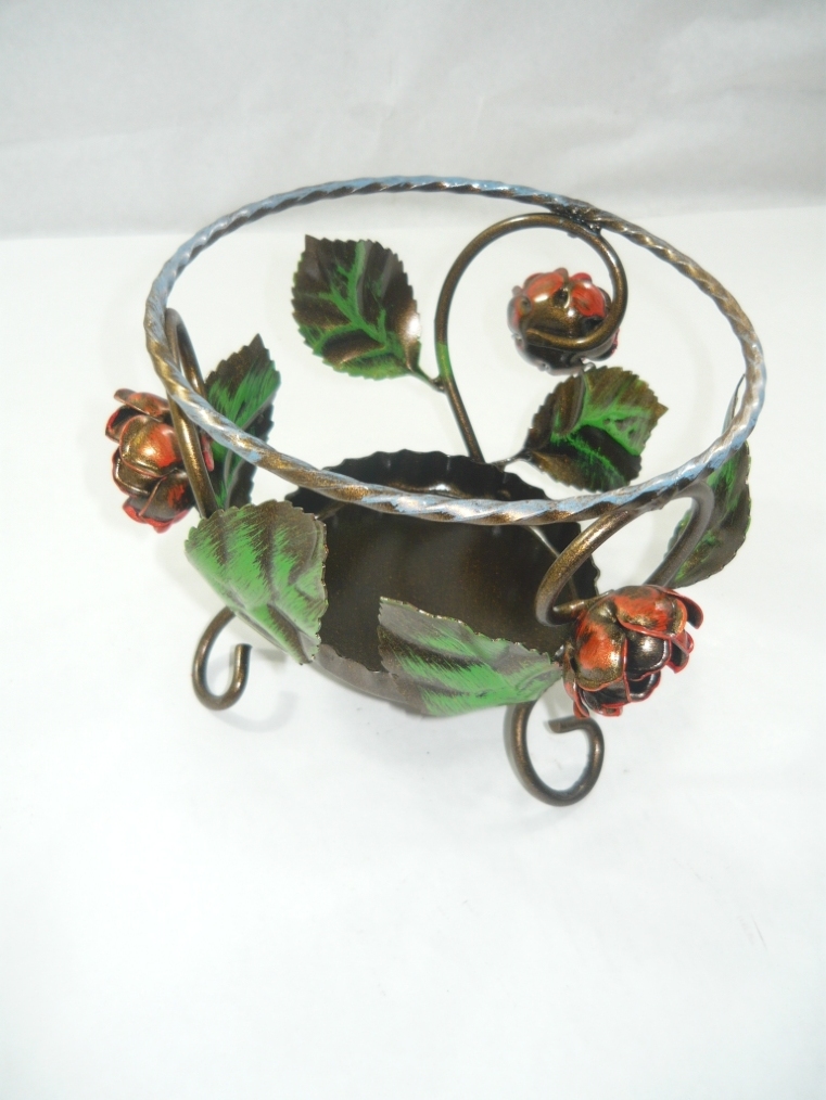 Contenitore per vasi in ferro decorato a mano 13 cm