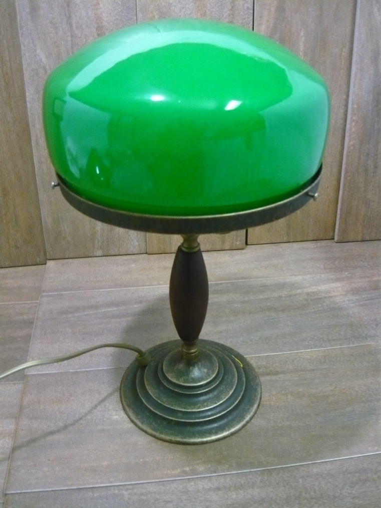 Lampada tavolo ministeriale vintage ottone vetro verde IDEAL LUX LAWYER