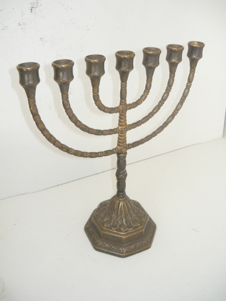 Candelabro Ebraico menorah 7 braccia in ottone massiccio grande