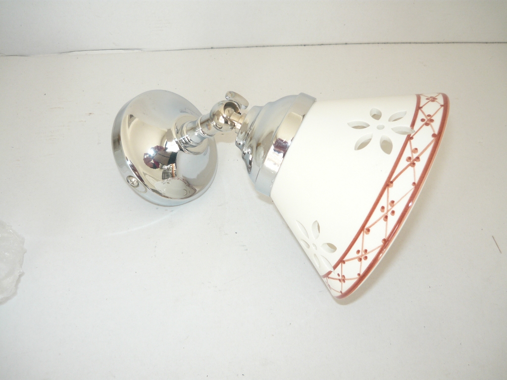 Applique ottone brunito,appliques,lampada parete da interno piatto ceramica an17