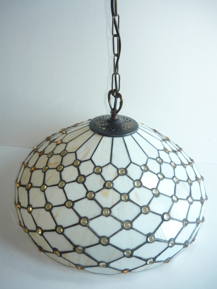 Lampadario in stile tiffany Bianco 40 cm