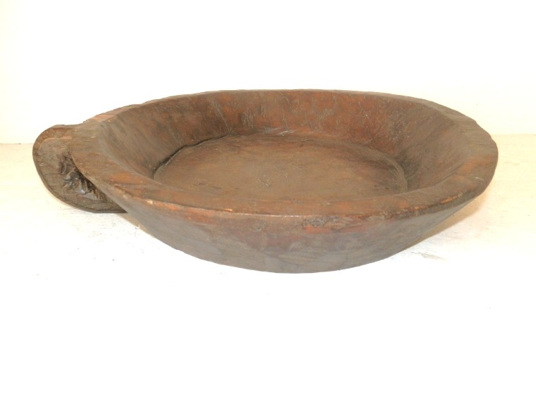 Originale antico piatto da portata in legno massello diametro 48 cm