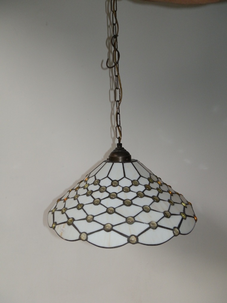 Lampadario da soggiorno a sospensione tiffany bianco 30 cm